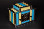 Radio-Glo Stained Glass + Chrome Radio in Blue with Yellow - Exceptional